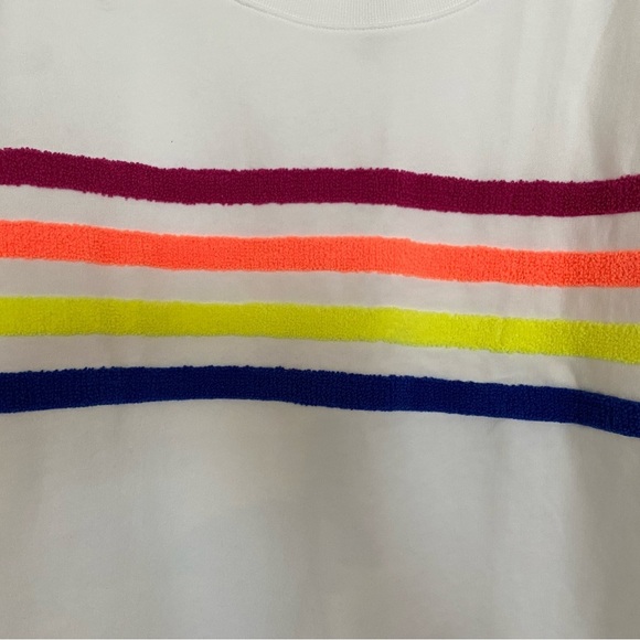 NWT Loft Lou Grey White With Rainbow Cotton Terry Stripe Sweatshirt Top Sz Small - Picture 4 of 6